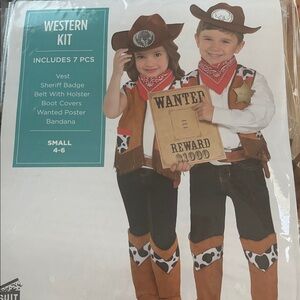 Western Cowboy Kids Costume Set - Brown and White